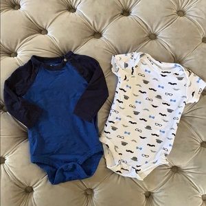 2x Baby Boy onesies in blue theme - 3-6 months